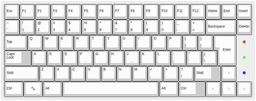 X65 keyboard layout